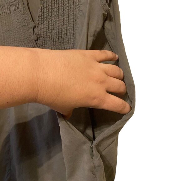 Mimi Maternity women Large Blouse Top Green‎ V-neck Hidden Side Zipper Flawed - Picture 8 of 10